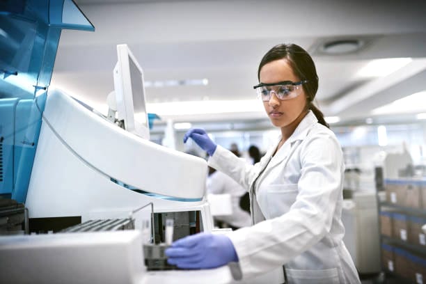 Scientist operating equipment in the laboratory
